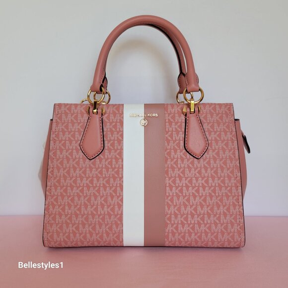 MICHAEL KORS Marilyn Medium Signature Logo Satchel-Sunrise Rose Multi ⭐ - Picture 5 of 16